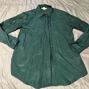 chrysantheme blouse green Button Down Shirt Long Sleeve vintage medium